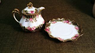 Vintage Nippon Hand Painted Roses 10 oz Individual Porcelain Teapot w.  Liner 8