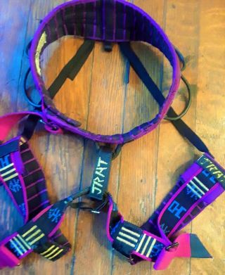 Vintage 80’s Jrat M Rock Climbing Harness Belt Colors/ Pink,  Purple,  Blue,  Black