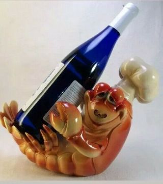 Vintage Dc Lobster Chef Statue Cast Resin Wine Bottle Holder