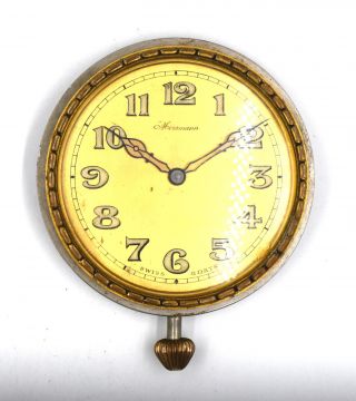 Vintage 15 Jewel Mersmann 8 Day Swiss Car Travel Clock Gold Tone Pocket Watch