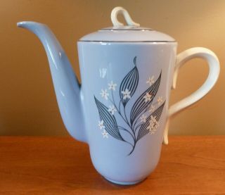 Vintage Homer Laughlin Skytone Stardust Blue And Floral Spray 6 - Cup Coffee Pot