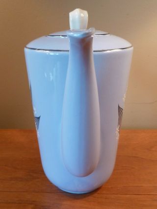 Vintage Homer Laughlin Skytone STARDUST blue and floral spray 6 - cup coffee pot 2