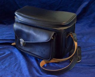 Vtg 70 ' s Black Leather Camera Kali Bag Kalimar Travel Case w Red Liner Model 190 3
