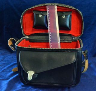 Vtg 70 ' s Black Leather Camera Kali Bag Kalimar Travel Case w Red Liner Model 190 4