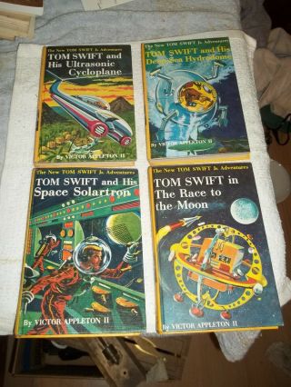 4 Tom Swift Bks No 10 - 14,  Cycloplane,  Hydrodome,  Solartron,  Race Moon,