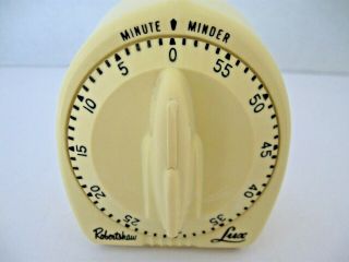 Robertshaw Lux Minute Minder Rocket Kitchen Timer White Black Numbers Vtg Retro