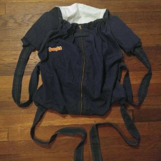 Vtg 80s Snugli 2 Cotton Blue Denim Baby,  Dog Carrier Pouch Backpack Lightweight