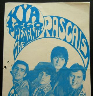 Vtg APR1968 Music Survey KYA Radio1260 12 - 60 San Francisco HANDBILL The RASCALS 2