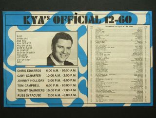 Vtg APR1968 Music Survey KYA Radio1260 12 - 60 San Francisco HANDBILL The RASCALS 5
