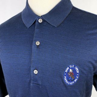 Us Open 1999 Pinehurst No 2 Polo Golf Shirt Xl Blue Black Check Bobby Jones Vtg