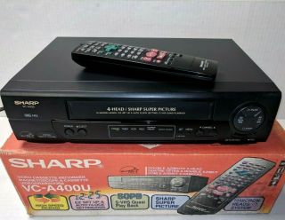 Sharp Vc - A410u Vcr Video Cassette Recorder Vhs Player W/ Remote & Box Ok