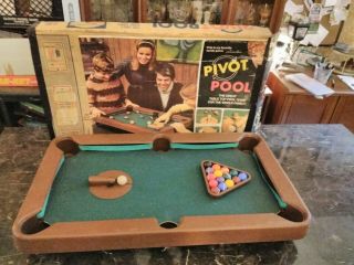 1972 Vintage Milton Bradley Pivot Pool Table Tabletop Billards Game Complete Box
