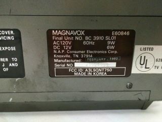 Magnavox Black And White Portable TV Radio BC3910SL01 Box Vintage 1982 7