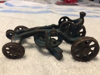 Vintage 1920s A.  C.  WILLAMS Cast Iron TOY ROAD GRADER Orig BLUE PAINT 2
