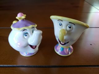 Vtg Disney Beauty & And The Beast Chip & Mrs.  Potts Teacup Ceramic Figurine Set