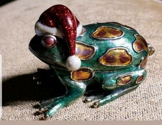 Vintage Silver Tone Monet Frog Figurine 2 1/4 " Long X 2 1/4 " Wide,  Euc