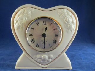 Vintage Lenox Ivory Fine China Heart Shape Desk Clock