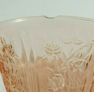 Vintage Pink Depression Glass Covered Candy Dish Cabbage Rose 7.  5 Inches Tall 6