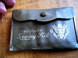 Vintage Oil Cloth Wwii ? Military Army Sewing Kit Uniform Thread