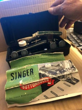 Vintage Singer 221 Featherweight Black Box Buttonholer W/8 Buttonhole Templates
