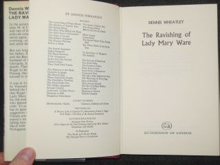 DENNIS WHEATLEY - The Ravishing of Lady Mary Ware,  1971 - 1st,  Roger Brook 10 5