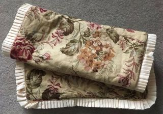 Two (2) Vintage Croscill Cottage Rose King Pillow Shams Ruffled Covers - Euc