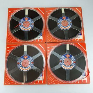 4 Agfa Pe 31 Reels 10 Inch / 25 Cm With Band & Cover For Revox,  Teac,  Akai,  Etc.