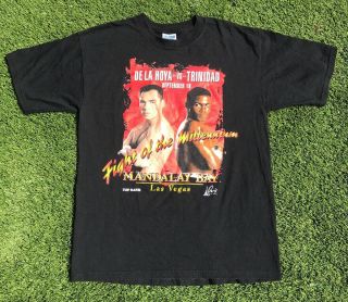 Vintage Oscar De La Hoya Vs Trinidad T Shirt Fight Of Millennium Vegas ‘99 Large