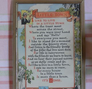 Framed Poem Little Town Vintage Souvenir Of Brady,  Montana