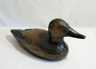 Vintage Mid Century Hand Carved Wood Duck Decoy Signed Maurice Cotnoir P.  Q.
