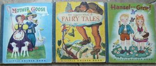 3 Vintage Little Golden Books Mother Goose,  Hansel & Gretel,  Fairy Tales