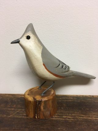 Jim Slack Life Size Shorebird Wood Carving Duck Decoy Tufted Titmouse Song Bird