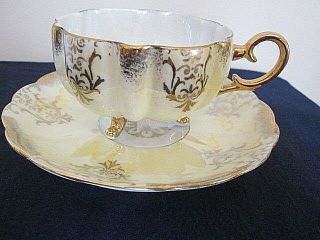 Decorative Collectible Royal Halsey Footed Tea Cup & Saucer Vintage 2