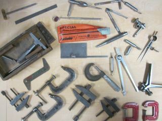 Vintage Machinists Hand Tools Clamps Micrometer Punches Measurers
