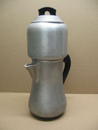 VINTAGE HAMMERED ALUMINUM CENTURY SILVER SEAL 8 - CUP COFFEE POT DRIP 2