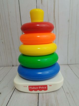 Vintage Fisher Price Rock A Stack Plastic Ring Toy Made In Usa 1050