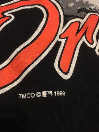 Vintage Retro Baltimore Orioles MLB Baseball T Shirt Mens XL 1996 Black 90s Tee 3