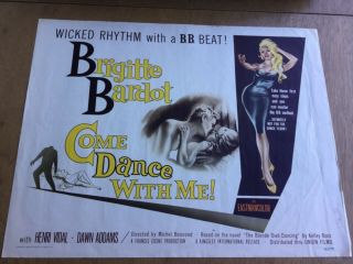 1960 22x28 Half Sheet Movie Vtg Lobby Poster Come Dance With Me Brigitte Bardot