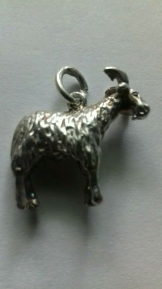 Rare Vintage Solid Silver Mountain Goat Charm.  4.  73g