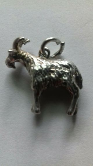 Rare vintage solid silver mountain goat charm.  4.  73g 2