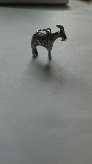 Rare vintage solid silver mountain goat charm.  4.  73g 3