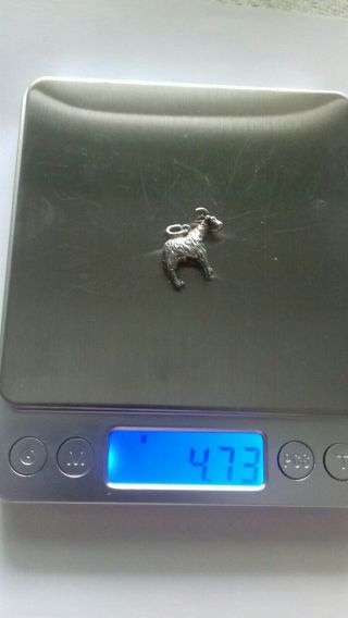 Rare vintage solid silver mountain goat charm.  4.  73g 4