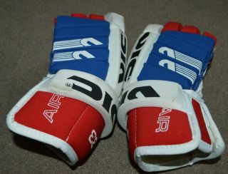 Vtg Vic 233 Air Junior / Senior Hockey Gloves York Rangers Colors 12.  5