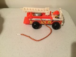 Vintage 1968 Fisher - Price Little People Wooden 720 Fire Engine Fire Truck 8 "