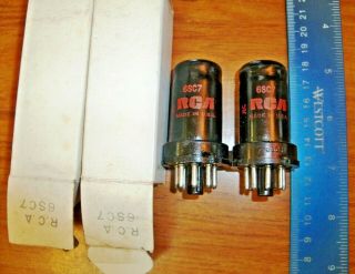 2 Strong Matched Nos Rca Black Metal 6sc7 Tubes
