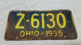 Vintage Ohio 1935 License Plate Tag Z - 6130