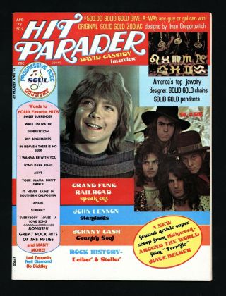 Vintage 1973 Hit Parader " David Cassidy " Grand Funk Railroad John Lennon