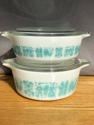 Vintage Pyrex Amish Butterprint 1 Pt,  1 - 1/2 Pt Casserole Dish Bowls 471,  472