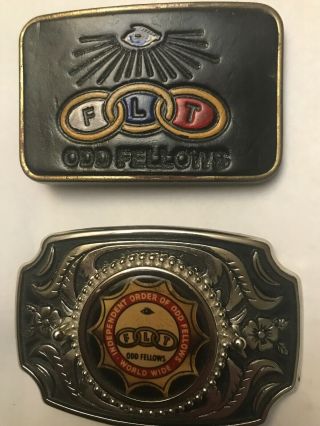 Independent Order Of Odd Fellows Flt Belt Buckle Vintage