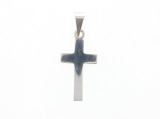 Sterling Silver 925 Vintage Mexican Large Cross Pendant Smooth Polished Finish